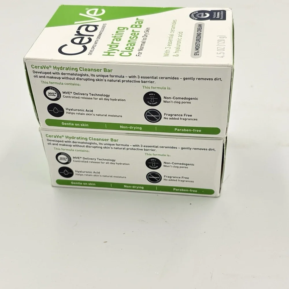 CeraVe Hydrating Cleansing Bar For Normal to Dry Skin, 4.5 Oz‎ (Lot of 2)